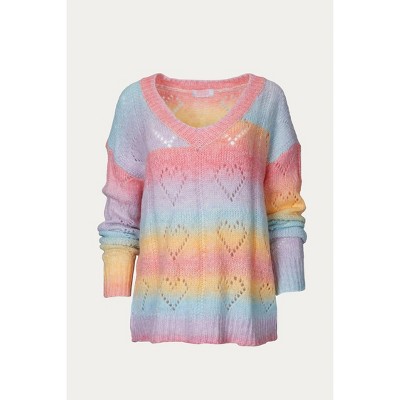 Women's HEART V-NECK KNIT SWEATER - ESLEY COLLECTION