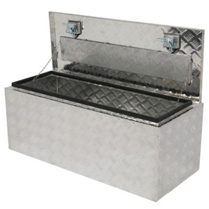 SEVOBAL Heavy Duty Tool Box Aluminum Trailer Tongue Portable for Storage Organizatio Ttool Storage Box Trailer Toolbox Open Top, Silver, 108"*48"*46" - 1 of 4