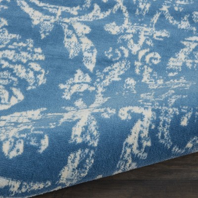 Blue Rectangular 4' x 6' Synthetic Hand-knotted Reversible Rug