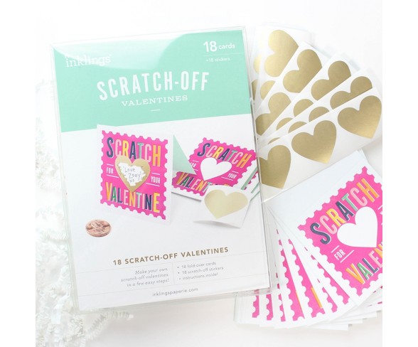 Scratch-Off Valentines Card Pink - Inklings Paperie