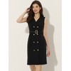 Allegra K Women's Sleeveless V Neck Notched Lapel Double Breasted Belted Work Office Dress - 2 of 4