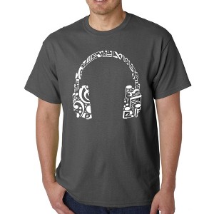 LA Pop Art Men's Word Art T-shirt - Music Note Headphones - 1 of 4