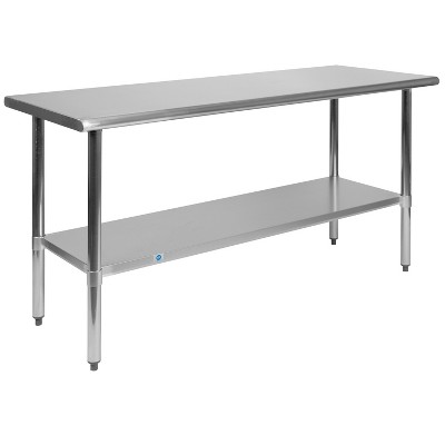 Emma And Oliver Stainless Steel 18 Gauge Kitchen Prep And Work Table ...