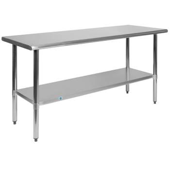 Emma and Oliver Stainless Steel 18 Gauge Prep and Work Table with Undershelf