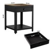 Square double-layer coffee table with hidden compartment and fingerprint lock,dining table, suitable for apartments,Wood grain pattern - 3 of 4