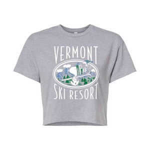 Women's - Peanuts - Vermont Ski Resort Cropped Graphic T-Shirt - 1 of 4