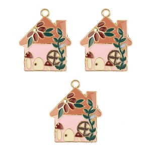 John Bead Sweet & Petite Charms 29x24mm Pink House, 3pcs - 1 of 4