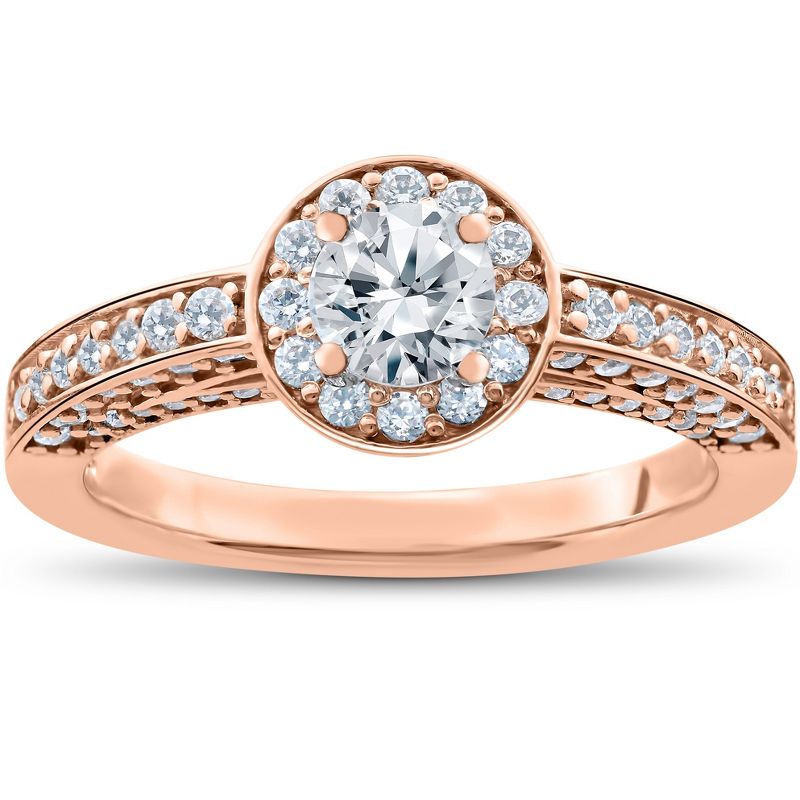 Pompeii3 1 ct Diamond Halo Solitaire Engagement Ring 14k Rose Gold, 1 of 4