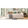 Okak Full Teddy Fleece Daybed with Trundle Upholstered Trundle Bed Sofa Bed Frame with LED Frame for Living Room Bedroom Guest Room, Beige - 3 of 4
