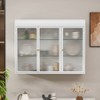 KTMBDW Bathroom Cabinet Wall Mounted with 3 Glass Doors, Arched Wall Cabinet with Shelves, Wall Cabinet for Kitchen, Living Room and Bathroom - 3 of 4