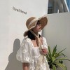Anna-Kaci Women's Crochet Straw Sun Hat with Lace Trim & Bow - 4 of 4
