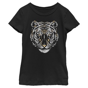 Girl's Lost Gods Tribal Tiger  T-Shirt - Black - X Large - 1 of 4