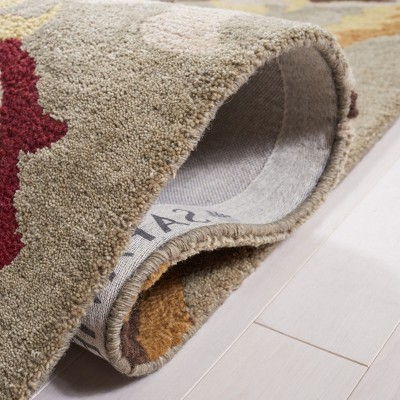 Sage and Multicolor Floral Hand-Tufted Wool Area Rug, 5' x 8'