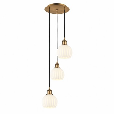 White Venetian - 3 Light Cord Hung Multi Pendant In Modern Style-12.25 Inches Tall and 12.5 Inches Wide