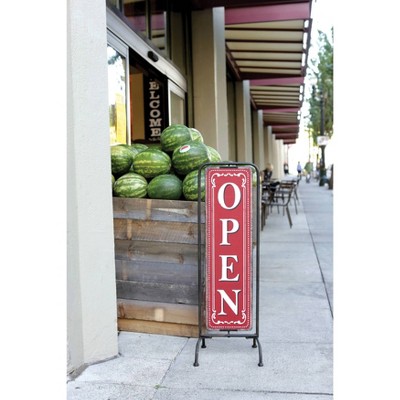 Red and White Metal Framed Open/Closed Sign