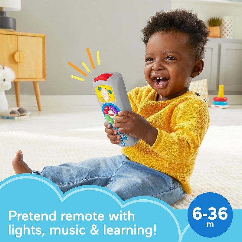 Fisher-Price Laugh & Learn Baby Learning Toy, Puppy's Remote Pretend TV Control with Music and Lights for Ages 6+ Months - Gray, 5 of 7