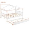 Bellemave Full Size House Bed with Twin Trundle, Wooden Montessori Playhouse Bed, Full Platform Frame for Kids, White - 3 of 4