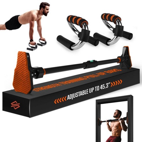 Pull Up and S type Push Up Bar Strength Training Pull Up Bars for Body Workout Black