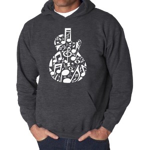 LA Pop Art Music Notes Guitar - Men's Word Art Hooded Sweatshirt - 1 of 4