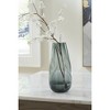 Signature Design by Ashley Beamund Teal Blue Glass Decorative Vase Set of 2 - Large 13" Indoor/Outdoor Fluted Accent Pieces - 2 of 4