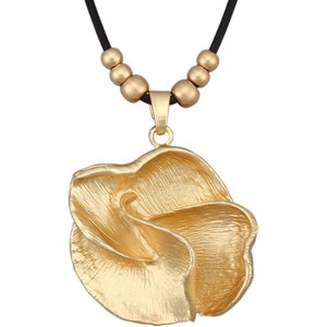 Leather and Wood Necklace Chunky Circle Pendant Boho Jewelry for Women - 1 of 4