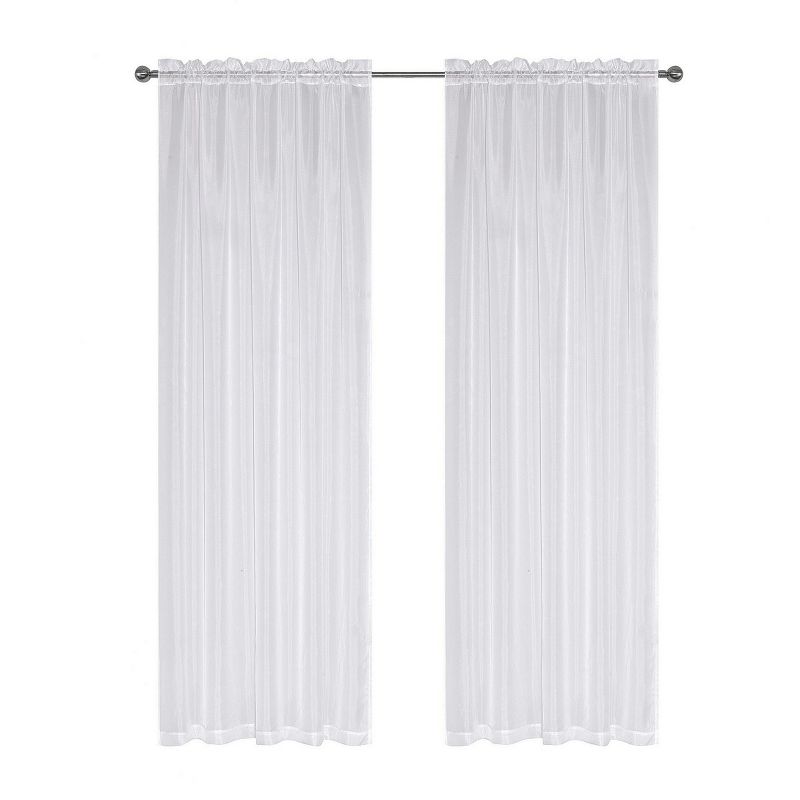 Kate Aurora Montauk Accents Ultra Lux 2 Piece Rod Pocket White Sheer Voile Window Curtain Panels, 2 of 4
