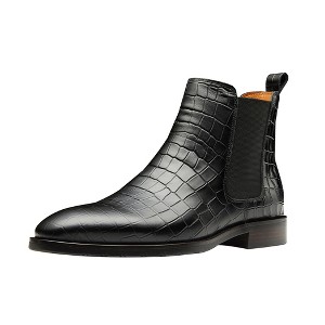 Santimon Men's Chelsea Boots Dress Ankle Boots Crocodile Print Genuine Leather Boots - 1 of 4