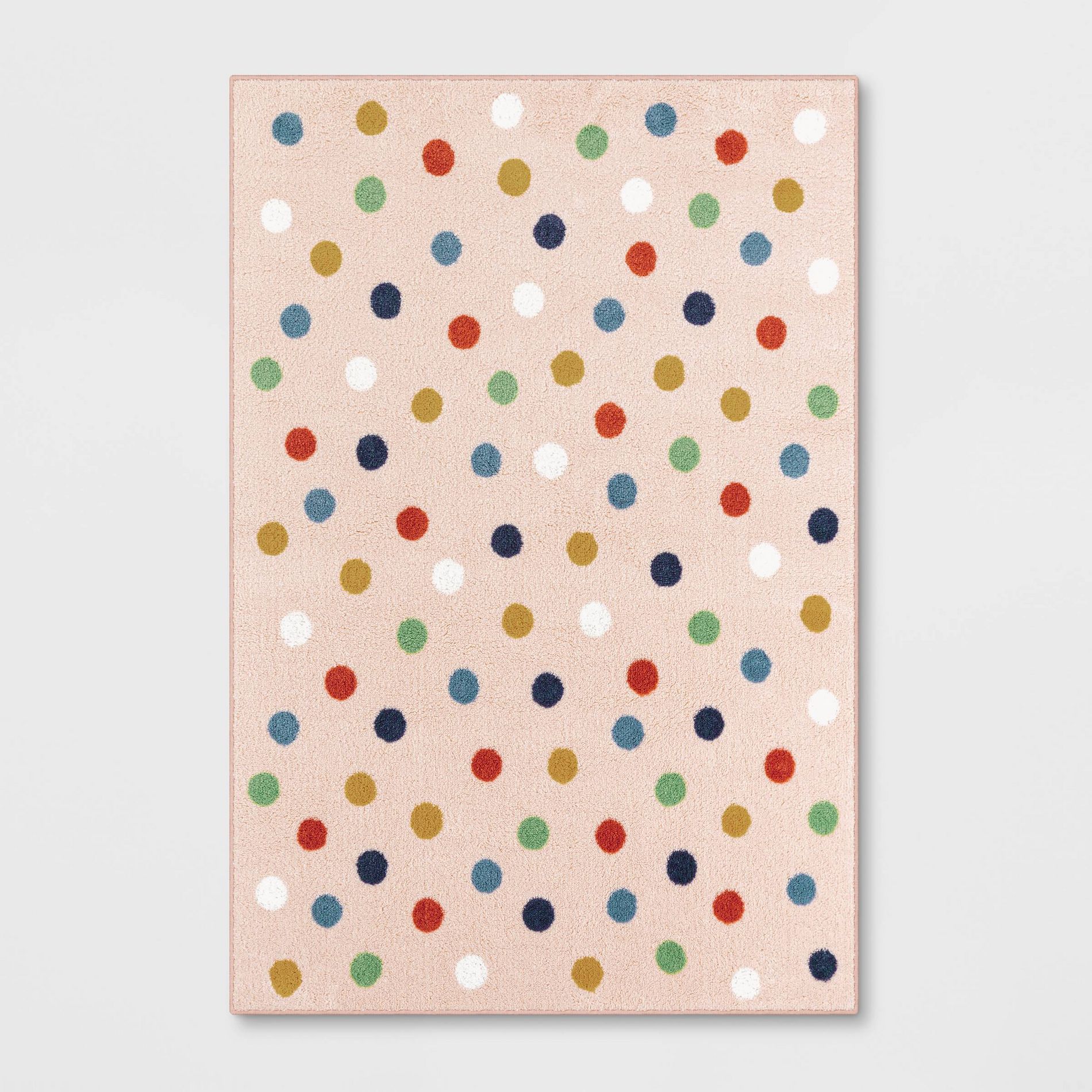 4'x5'6" Multi Dot Kids' Rug Pink - Pillowfort™: Tufted Polka Dot Accent for Kids Room, OEKO-TEX Certified