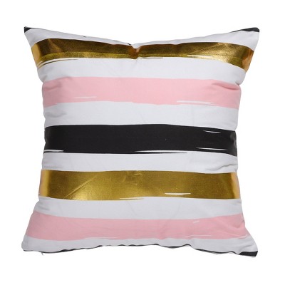 Bronzing Flannelette Throw Pillow Cover Color Stripe Pattern Design Rock Punk Neoclassical Style Model Room Pillow Cover Multicolor 18"x18"