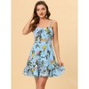 Allegra K Women's Floral Ruffle Bow Knot Lemon Spaghetti Strap Mini Sundress - 2 of 4
