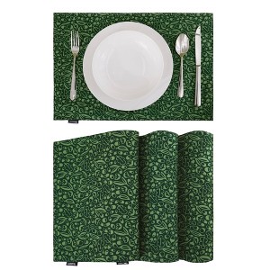Deconovo Reversible Waterproof Oxford Placemats 12"x18" | Floral & Solid Set of 4 - 1 of 4
