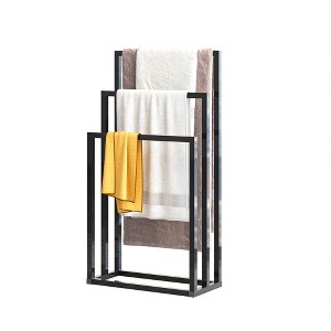 ChicFurnit Bathroom Towel Holder Metal Freestanding 3 Tier Hand Towel Organizer for Modern Storage, Black, 34.84"*18.9"*2.17" - 1 of 4