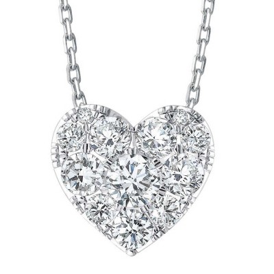 Pompeii3 3/4Ct Diamond Heart Pendant 14k White Gold 18" Necklace Lab Created
