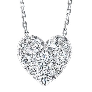 Pompeii3 3/4Ct Diamond Heart Pendant 14k White Gold 18" Necklace Lab Created - 1 of 4