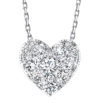 Pompeii3 3/4Ct Diamond Heart Pendant 14k White Gold 18" Necklace