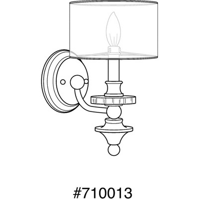 Polished Nickel Wall Sconce with Sheer Silver Organza Shade