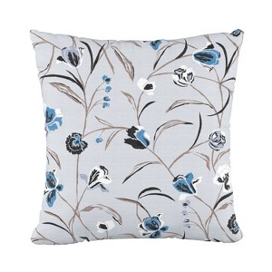 Whisp Floral Square Throw Pillow Blue - Skyline Furniture: Cotton Fabric, Indoor Decor, Zippered Cover - 1 of 4