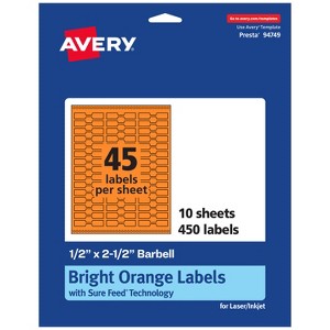 Avery Bright Orange Paper Labels, 0.5" x 2.5" Barbell - 1 of 4