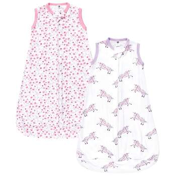 Hudson Baby Infant Girl Cotton Long-Sleeve Wearable Sleeping Bag, Sack, Blanket, Floral Unicorn Sleeveless