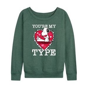 Women's - Peanuts - You're My Type Lightweight French Terry Wide Neck Long Sleeve Shirt - 1 of 4