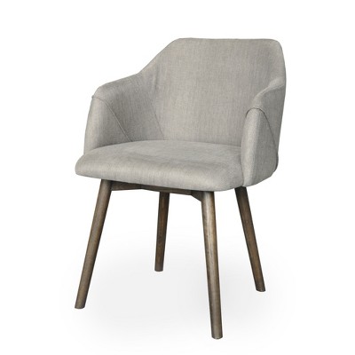HomeRoots Gray And Brown Upholstered Fabric Dining Arm Chair