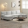 HOMCOM Modular Sectional Sofa, Convertible L Shaped Sofa Couch with Wood Legs and Pocket Spring, Seat Fabric Sofa Set for Living Room, Cream White - 2 of 4