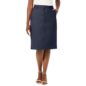 Jessica London Women's Plus Size Stretch Cotton Chino Skirt - 1 of 4