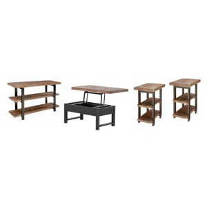 4pc 42" Pomona Living Room Set with Lift Top Coffee Table, Console Table and Two End Tables Rustic Natural - Alaterre Furniture - 1 of 4