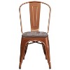 ADILE Metal Stackable Dining Chairs with Wood Seat, Copper - 2 of 4