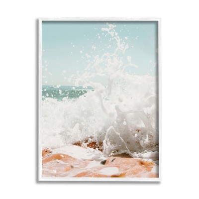Stupell Industries Splashing Sandy Beach Sea Foam Framed Giclee