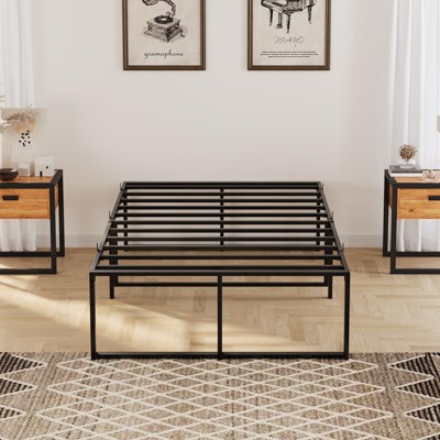 Queen Size Bed Frame Platform - 14 Inch Metal Frame, 3 In 1 Steel Support, No Box Spring Needed, Easy to Assemble, Black Bed Platform
