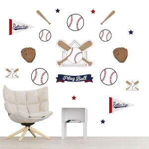 Big Dot of Happiness Batter Up - Baseball - Peel and Stick Sports Decor Vinyl Wall Art Stickers - Wall Decals - Set of 20 - 1 of 4