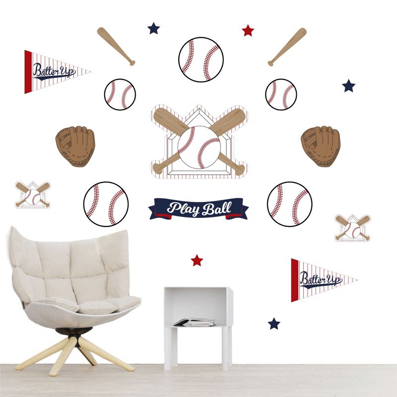 Big Dot of Happiness Batter Up - Baseball - Peel and Stick Sports Decor Vinyl Wall Art Stickers - Wall Decals - Set of 20, 1 of 9