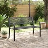 vidaXL 46.9" Black Powder-Coated Steel Garden Bench - Outdoor Patio Seating with Armrests, Easy Assembly for Garden/Patio - 3 of 4